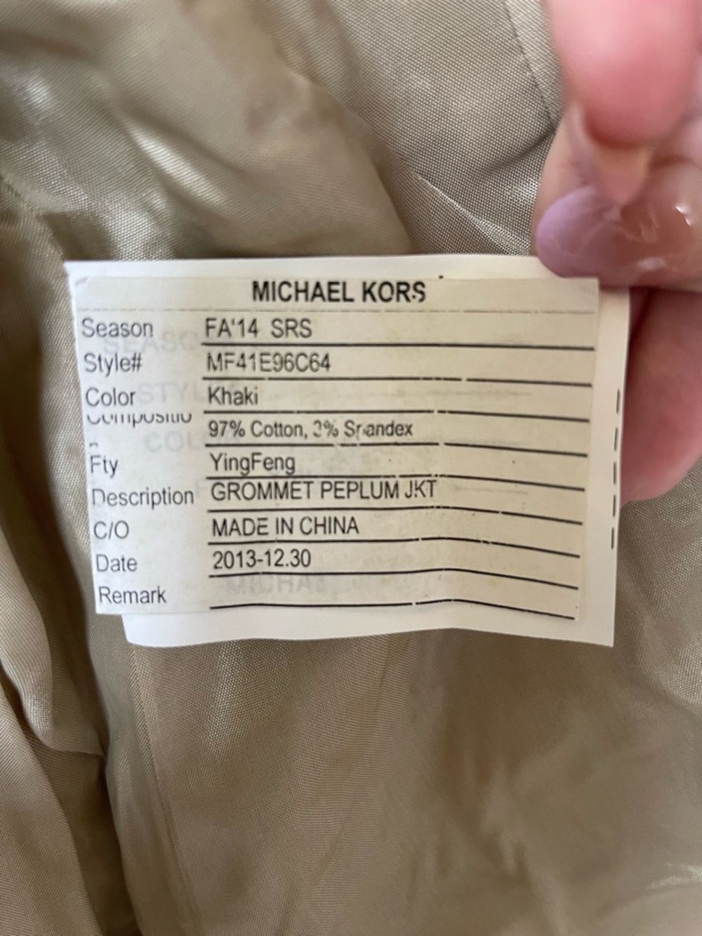 Michael Kors Collection Khaki Peplum Blazer Size 2 Grommet Jacket RARE Sample - Picture 6 of 6